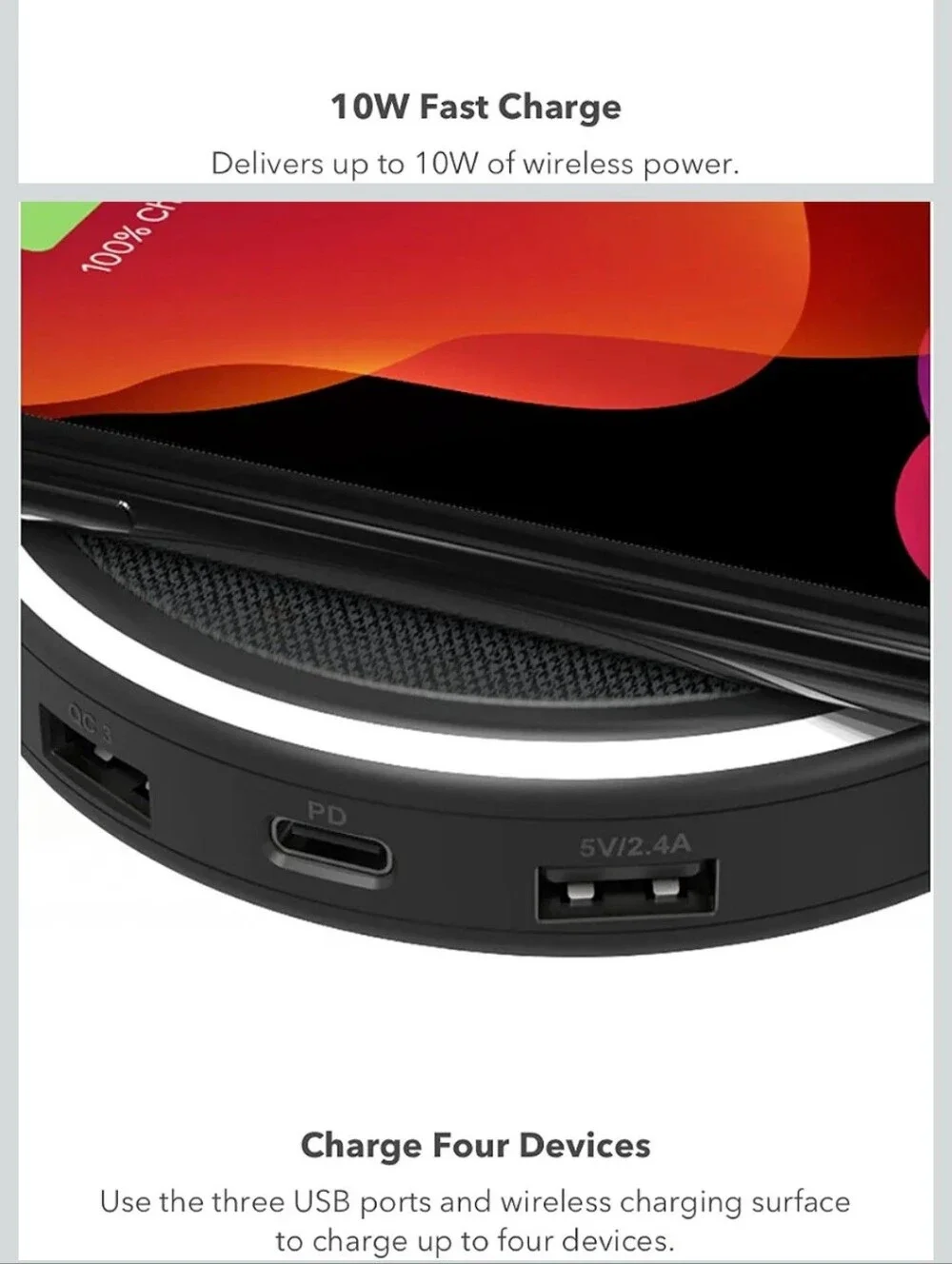 HALO Wireless Hub (Model: HALO-WH) is a versatile, 5-port multi-device charging